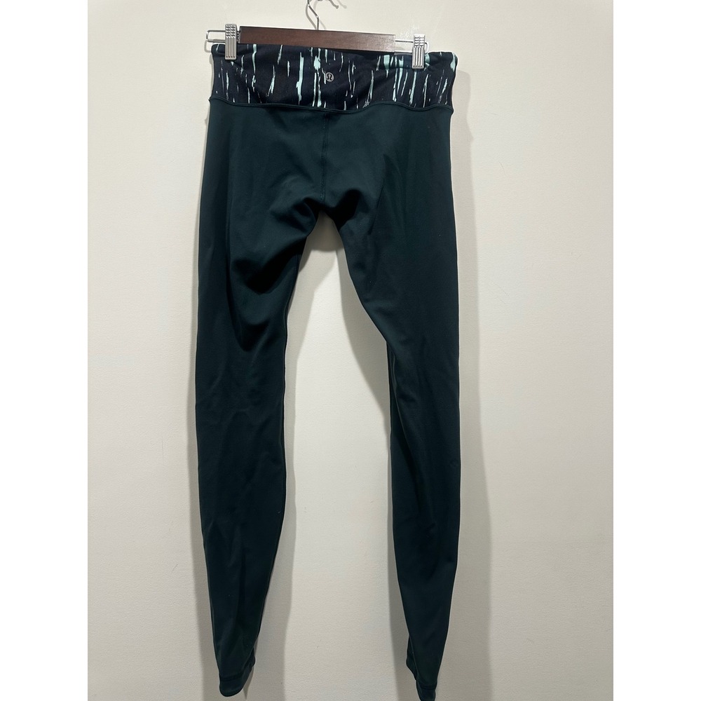 Lululemon Wunder Under Leggings Forest Green Brushstroke Waistband Size 4